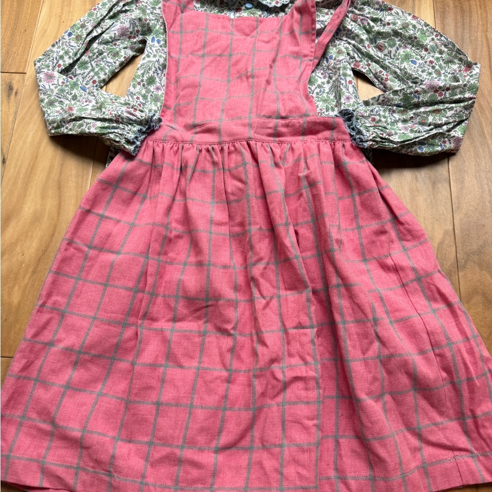 Girls Sal and Pimenta Pinafore Dress with Bella Bliss Floral Blouse